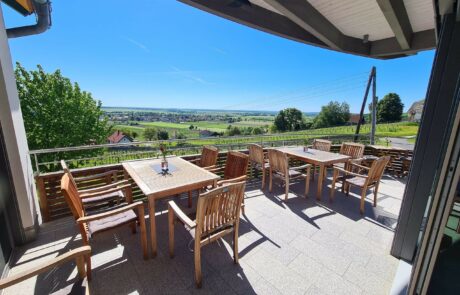 Biergarten mit Aussicht auf den Weingarten